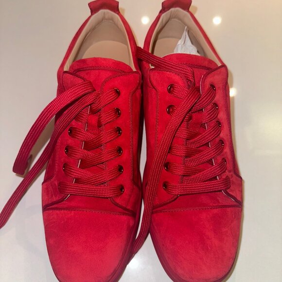 Christian Louboutin Other - Men's Christian Louboutin Velour Red Sneakers